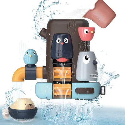 Produktbild von Badespielzeug Set für Baby Kinder, Multifunktionales Badewannenspielzeug, Kleines Vogelbaumhaus, Bär und Rettich, Geschenke für Jungen und Mädchen