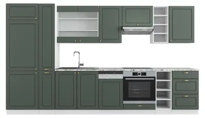 Obrázek produktu pro Kuchyňský kout Vicco Fame-Line Zeleno-zlatý venkovský dům/bílá 355 cm bez pracovní desky, Model 38050