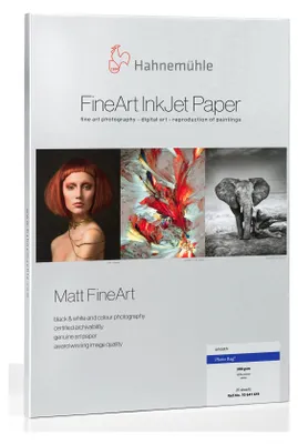 Produktbild von Hahnemühle Photo Rag, Matte, 308 g/m², Tintenstrahl, A4, Weiß, 25 Blätter