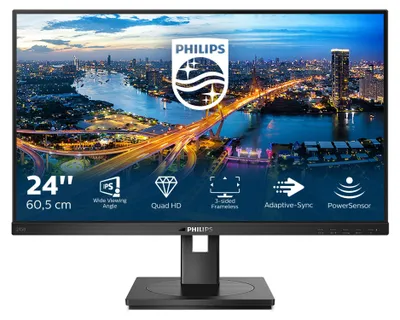 Produktbild von Philips B Line 245B1 - LED-Monitor - 61 cm (24") (23.8" sichtbar) - 2560 x 1440 QHD @ 75 Hz - IPS - 250 cd/m² - 1000:1 - 4 ms - HDMI, DVI-D, DisplayPort - Lautsprecher - Black Texture
