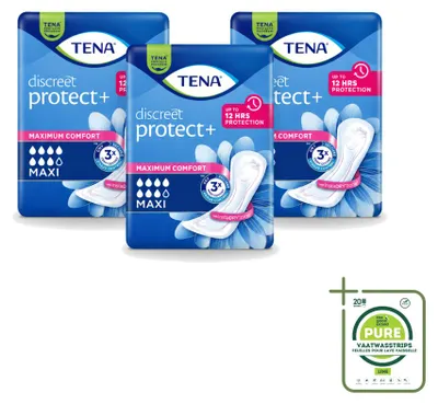 Immagine prodotto di 3 assorbenti per incontinenza TENA Discreet Maxi, per forte incontinenza urinaria - confezione grande - 3 pezzi