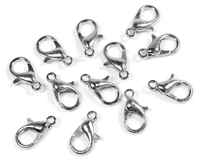 Produktbild von Vintageparts Karabinerverschluss silberfarben platiniert 12mm 12 Stück