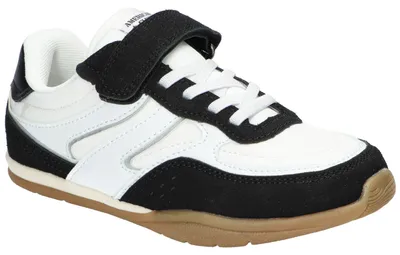 Produktbild von American Club ES213, Kinder Sportschuhe Klettverschluss Leder-Einlegesohle Kautschuksohle, Weiß/Schwarz 34