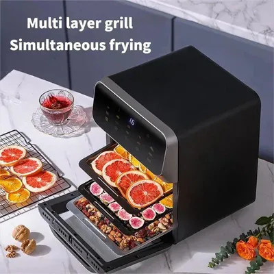 Zdjęcie produktu dla Fritownica bezolejowa - 12 litrów - 1350W - Cyrkulacja powietrza 360° - Panel dotykowy - Czarna
