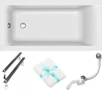 Produktbild von Cersanit | Badewanne - Wanne Rechteckig Larga - 150 x 75 Cm - Mit Siphon Und Füßen - Rechteckige Badewanne - Acrylwanne - Weiß
