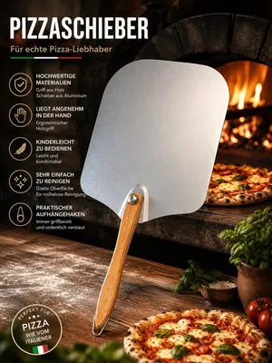Produktbild von Aluminium Pizzaschieber mit Holzgriff Drehbarer Griff 30,5x35,5cm Pizzaheber