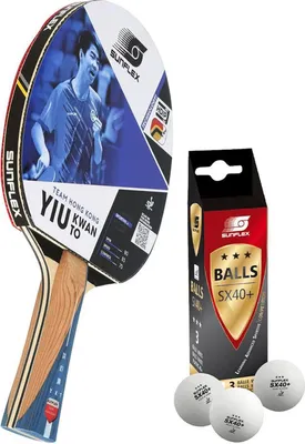 Produktbild von Sunflex Tischtennisschläger TEAM YIU KWAN TO + 3x SX+ Tischtennisbälle | Tischtennisset Tischtennis TT Tabletennis