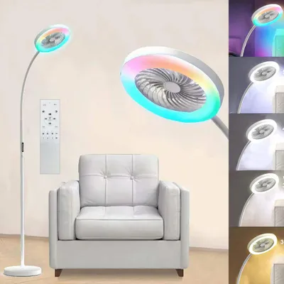 Immagine prodotto di Ventilatore a piedistallo con telecomando, silenzioso, Ventilatore con illuminazione, 3 velocità del vento, 2 modalità, Lampada silenziosa con ventilatore Ventilatore a piedistallo per camera da letto
