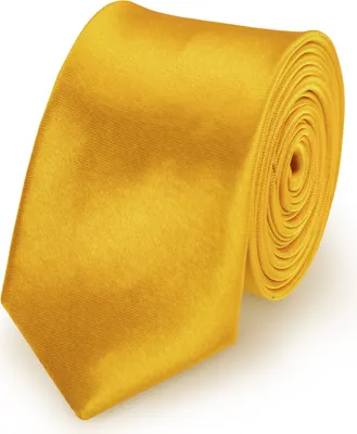 Obrázok produktu pre Kravata v zlatej farbe, úzka, z polyesteru, jednofarebná, šírka 5 cm