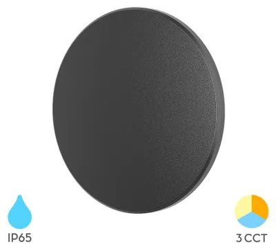 Produktbild von Braytron LED Außen Wandleuchte 8W Warmweiß Neutralweiß Kaltweiß 3CCT 760 lm Rund Schwarz Kunststoff IP65