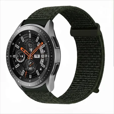 Produktbild von Smartwatch Armband für Samsung Galaxy Watch (2018) 42mm Nylon Textil Band Ersatzband Wechselband Klettverschluss flexibel atmungsaktiv Grün Oliv