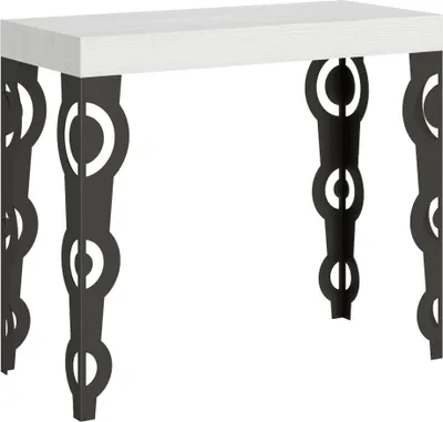 Produktbild von Ausziehbare Konsole 90 x 40/300 cm, Karamay-Gestell aus weißer Esche und Anthrazit