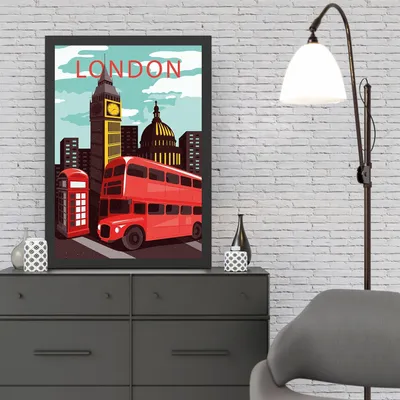 Produktbild von Wallity, London 8 (40 x 55), Dekoratives gerahmtes MDF-Gemälde, 100 % MDF, Mehrfarbig, 40 x 55 cm