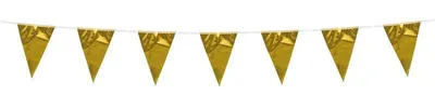 Produktbild von Goldene Folien-Wimpelkette 3 m mit 10x15 cm Wimpeln