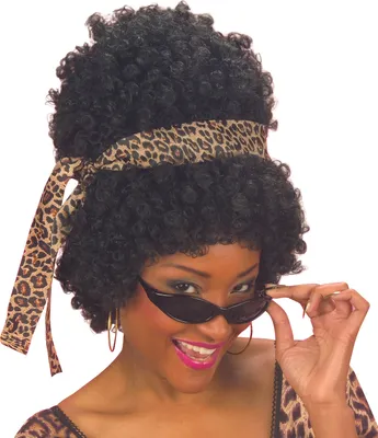Produktbild von Schwarze 80er/90er Disco Perücke & Brille