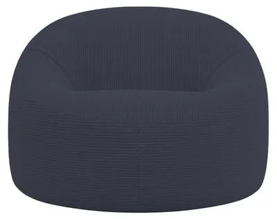 Image de Pouf déhoussable velours côtelé épais BANANAIR 100 cm bleu foncé