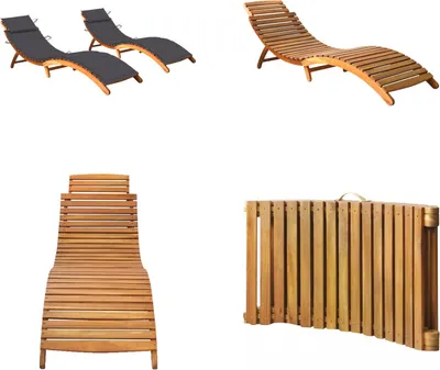 Produktbild von vidaXL Sonnenliegen 2 Stk. mit Auflagen Massivholz Akazie - Sonnenliege - Sonnenliegen - Sonnenliege Holz - Sonnenliege Massivholz