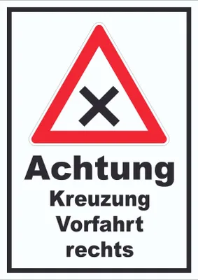 Produktbild von Schild Achtung Kreuzung Vorfahrt rechts A5 Rückseite selbstklebend