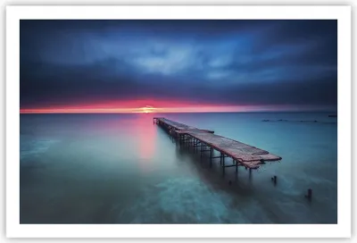 Produktbild von Poster - Poster ohne Rahmen - Brücke Meer Landschaft - 91,5x61 cm - Wand Bild - Wanddeko - Wandbilder - Kunstposter - Wandposter - Bilder - Kunstdruck - Wanddekoration - Wandbild - P2XAA91x61-4955
