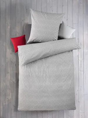 Produktbild von Soma Renforcé Bettwäsche 135 x 200 cm Bettbezug Kopfkissenbezug 80 x 80 cm Squares-Grau grau /weiss