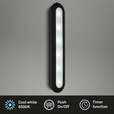 Immagine prodotto di BRILONER - Luce LED a pressione con timer, luce sotto il mobile, luce per mobile, autoadesiva, nera