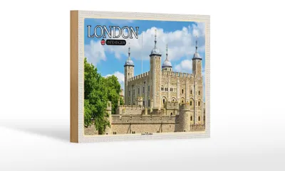 Produktbild von Holzschild Städte Tower of London United Kingdom 18x12 cm Dekoration