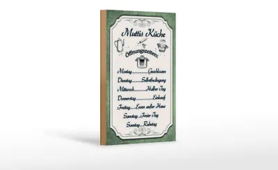 Produktbild von Holzschild Spruch 12x18cm Muttis Küche Öffnungszeiten