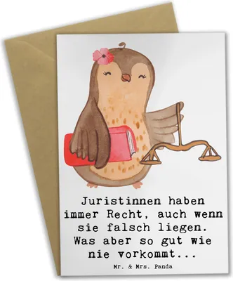 Produktbild von Mr. & Mrs. Panda Glückwunschkarte Juristin Recht - Weiß - Geschenk, Juristinnen, osterkarte, Berufe, genesungskarte, Geschenke mit Herz, juristische Beratung, Beruf