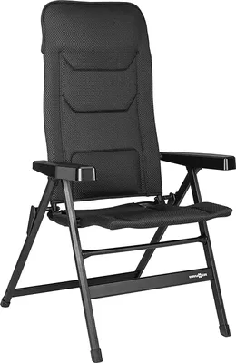 Produktbild von Brunner Rebel Pro Camping Klappstuhl aus Aluminium, 5-fach verstellbare hohe Rückenlehne, Tragkraft 150 kg, Medium, Anthrazit
