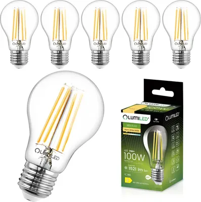 Produktbild von LUMILED A60 E27 LED Lampen 6 Stück, 11W (ersetzt 100W), 1521 lm klares Filament, Leuchtmittel, 3000K Warmweiß 360° Abstrahlwinkel vintage