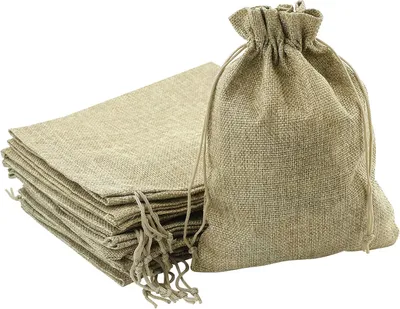 Zdjęcie produktu dla Torby z lnu z sznurkiem, 15 sztuk, 17 x 23 cm, kolor brązowy, idealne do kalendarzy adwentowych