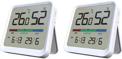Productafbeelding van Hygrometer en Thermometer voor Binnen - Nauwkeurige Temperatuur en Luchtvochtigheid Met Datum en Tijdweergave