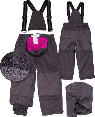 Produktbild von FIRI Kinder-Skihose mit abnehmbaren Hosenträgern, isoliert, wasserdicht, grau, 146