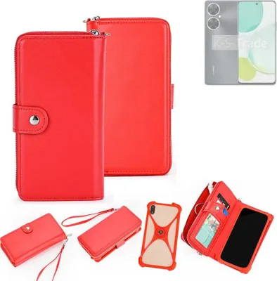 Produktbild von K-S-Trade 2in1 Schutzhülle Portemonnee Handyhülle mit Bumper kompatibel mit Huawei Enjoy P60 Pro Hülle Case Etui Geldbörse Smartphone rot (1x)