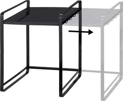 Immagine prodotto di Scaffale da cucina Yamazaki Scaffale in piedi Piano di lavoro in metallo nero estensibile 47x50x35cm "TOWER"