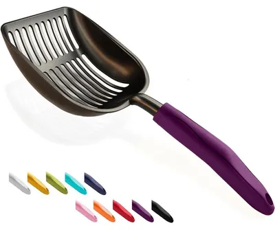 Produktbild von Katzenstreuschaufel Aluminium mit violettem Griff, L, 35x14x5 cm