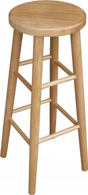A wooden bar stool on a white background.