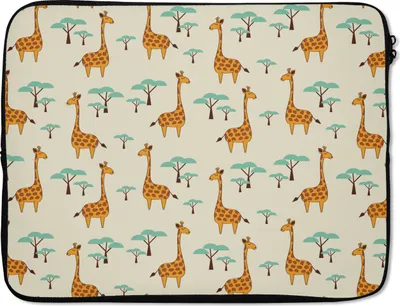 Produktbild von MuchoWow® Laptop Hülle 17 Zoll Laptoptasche Giraffe - Tiere - Muster - Zipper - Schutzabdeckung