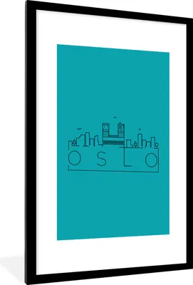 Produktbild von MuchoWow® MuchoWow® Gerahmtes Poster Skyline "Oslo" blau 60x90 cm - Poster mit zchwarzem Bilderrahmen - Dekoration - Wandposter Wohnzimmer - Hochwertig