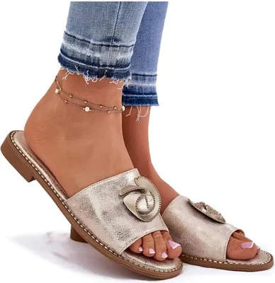 Produktbild von Damen Sandalen mit flachem Absatz und dekorativem Detail KV51-007 gold 39