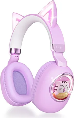 Produktbild von Kinder Kopfhörer mit Katzenohren, Bluetooth 5.4 Over-Ear Noise Cancelling Kopfhörer mit Mikrofon, LED-Licht, 85 dB Lautstärkebegrenzung 3.5 mm Kabel