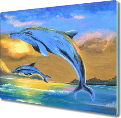 Produktbild von Coloray Kochplattenabdeckung Herdabdeckplatte 60x52 cm Hackbrett Schneidebrett Küchenbrett - Delphine Sonne