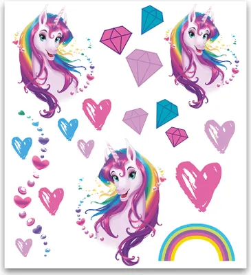 Produktbild von Kinder-Tattoos Einhornportrait - 2 Bogen pro Pack, hautfreundlich