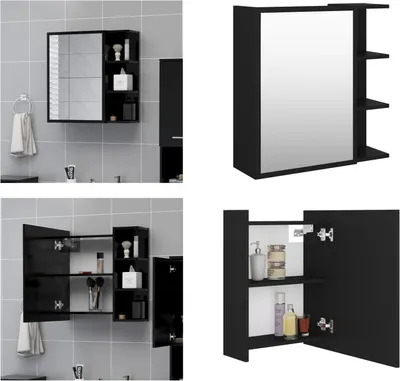 Obrázok produktu pre vidaXL Zrkadlová skrinka do kúpeľne čierna 62,5x20,5x64 cm Materiál na báze dreva - Zrkadlová skrinka - Zrkadlové skrinky - Kúpeľňové skrinky - Skrinky do kúpeľne