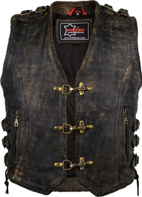 Produktbild von Vintage Herren Lederweste Kutte Motorrad Chopper Weste Clubweste Rockerweste (S)