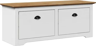 Image de vidaXL Banc de couloir BODO blanc et marron 114x40x45 cm