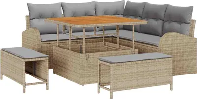 Immagine prodotto di Set Divano da Giardino con cuscino 8 pcs Beige polyrattan
