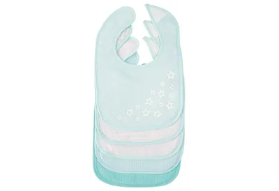 Produktbild von Bieco Lätzchen Baby Baumwolle 5er Set - Baby Lätzchen Neugeborene - Frottee Lätzchen Baby wasserdicht - Schlabberlatz Baby - Stoff Lätzchen mit Klettverschluss - Lätzchen Essen Lätzchen blau