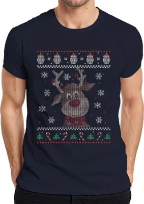 Produktbild von Süßes Rentier - Ugly Christmas Sweater Weihnachten Herren T-Shirt, Navy, XXL