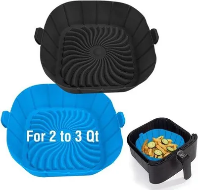 Immagine prodotto di Teglie in silicone per friggitrici ad aria, 2-3 litri, teglie in silicone riutilizzabili e antiaderenti, accessori per friggitrici ad aria, confezione da 2, forma quadrata